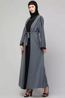 Women's latest shrug style design abaya with belt