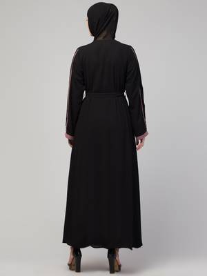 MRC Women's latest stylish shrug design abaya with belt 2