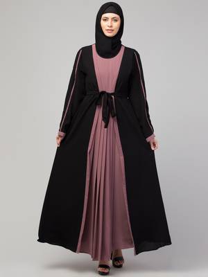 MRC Women's latest stylish shrug design abaya with belt 3