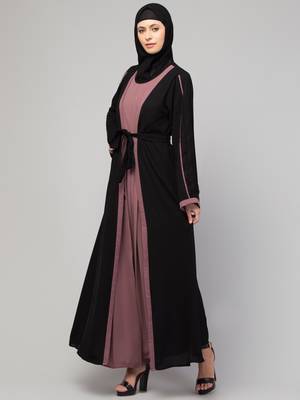 MRC Women's latest stylish shrug design abaya with belt 4