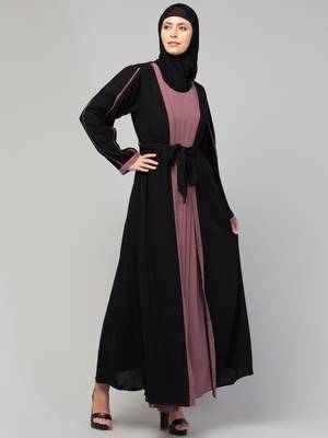 MRC Women's latest stylish shrug design abaya with belt 5
