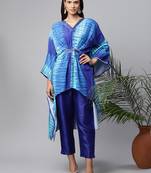 Royal-blue printed crepe kaftans