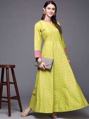 Yellow printed velvet long-kurtis 2