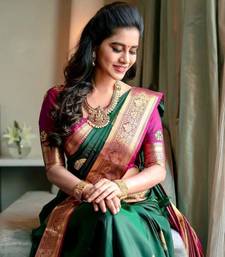 GREEN BANARASI STYLE SILK SAREE WITH BLOUSE
