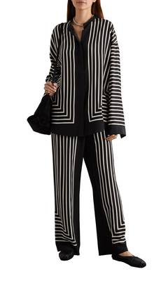 JSDC Outdoor Wear Striped Printed Russian Silk Co-ord Set 1