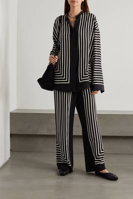 JSDC Outdoor Wear Striped Printed Russian Silk Co-ord Set 3