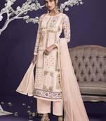 Light-peach embroidered georgette salwar