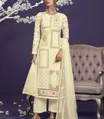 Off-white embroidered georgette salwar