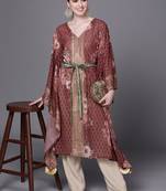 Maroon printed georgette kaftans