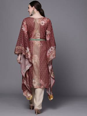 Maroon printed georgette kaftans 2