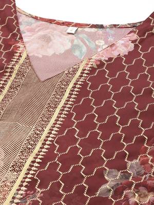 Maroon printed georgette kaftans 4