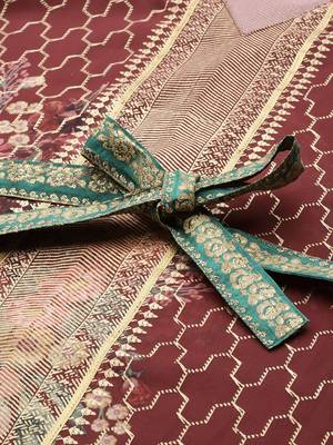 Maroon printed georgette kaftans 5
