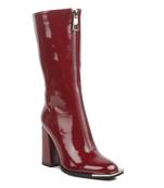 Burgundy Ankle Heeled Boots