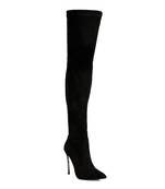 Black Jaynetts Stretch Suede Micro High Knee Boots