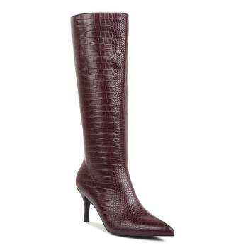 Burgundy Uptown Pointed Mid Heel Calf Boots 1