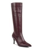 Burgundy Uptown Pointed Mid Heel Calf Boots