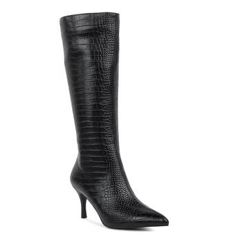 Black Uptown Pointed Mid Heel Calf Boots 1