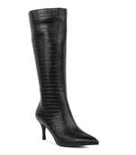 Black Uptown Pointed Mid Heel Calf Boots