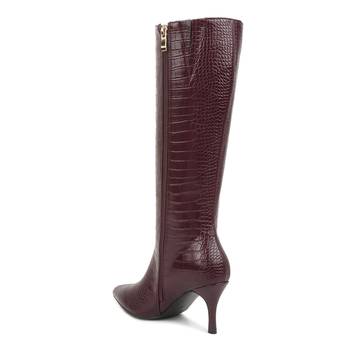 Burgundy Uptown Pointed Mid Heel Calf Boots 3