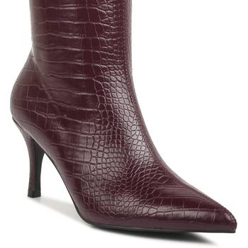 Burgundy Uptown Pointed Mid Heel Calf Boots 4