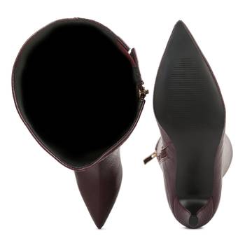 Burgundy Uptown Pointed Mid Heel Calf Boots 5
