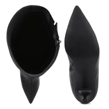 Black Uptown Pointed Mid Heel Calf Boots 5