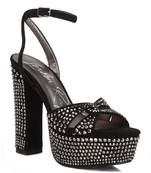 Black Bellini Diamante  High Block Heeled Sandals