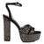 Black Bellini Diamante  High Block Heeled Sandals