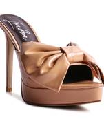 Beige My Time Patent Pu Bow Detail High Heeled Sandal