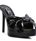 Black My Time Patent Pu Bow Detail High Heeled Sandal
