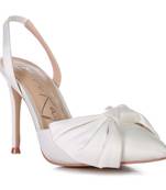White Smitten High Heeled Bow Slingback Sandals