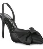 Black Smitten High Heeled Bow Slingback Sandals