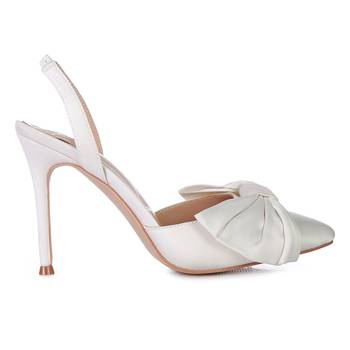 White Smitten High Heeled Bow Slingback Sandals 2