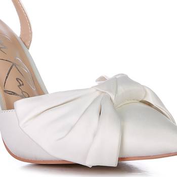 White Smitten High Heeled Bow Slingback Sandals 4