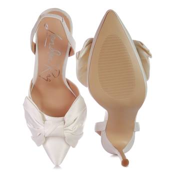 White Smitten High Heeled Bow Slingback Sandals 5