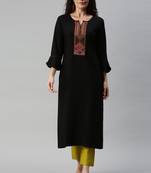 Black Embroidered Work Rayon Kurta