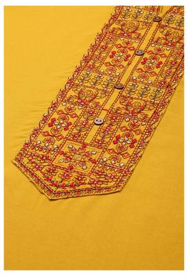Yellow Embroidered Work Rayon Kurta 4