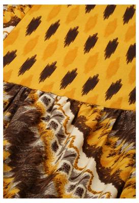 Mustard Abstract Print Cotton Blend Fit & Flare Kurta 4