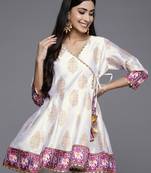 White printed art silk short-kurtis