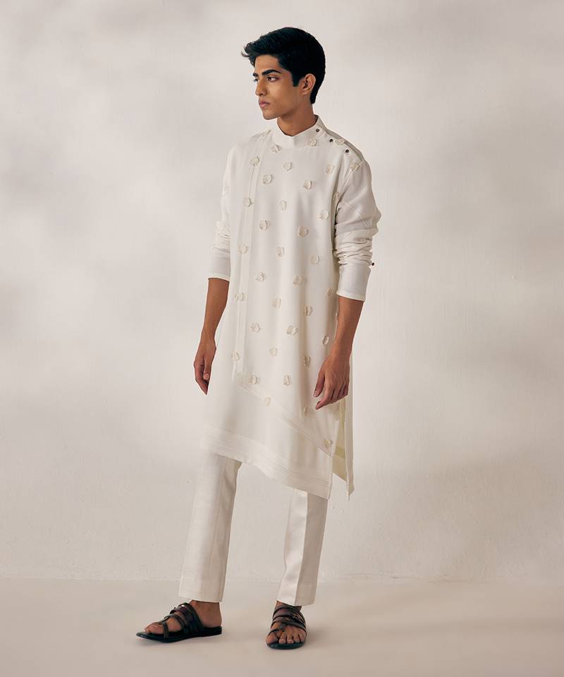 White Applique Kurta Set
