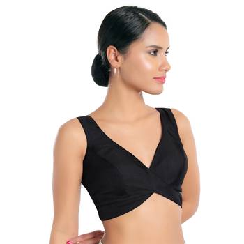 MMore Silk Open-Back Readymade Black Blouse 3