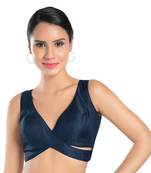Navy Blue Silk Plain Readymade Blouse