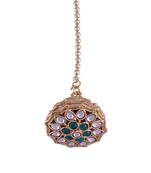 Gold Plated Rajasthani/Rajputi Kundan Pearl Studded Borla Matha Patti Maang Tikka for Women 