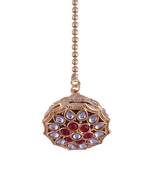 Gold Plated Rajasthani/Rajputi Kundan Pearl Studded Borla Matha Patti Maang Tikka for Women 