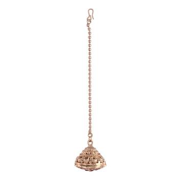 Gold Plated Rajasthani/Rajputi Kundan Pearl Studded Borla Matha Patti Maang Tikka for Women  3