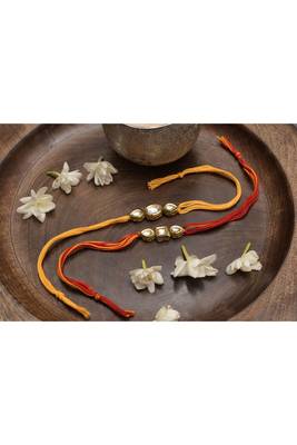Gold Tone Kundan Rakhi- Set Of 2 1