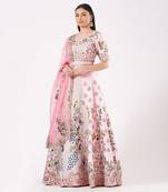 Baby Pink Peacock Lehenga Set