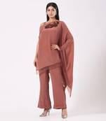 Crepe Nude Brown Kaftan With Plazzo