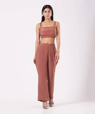 Crepe Nude Brown Kaftan With Plazzo 3