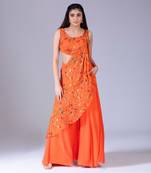 Orange Sharara Saree